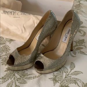 Jimmy Choo Glitter Peep-toe Shoes